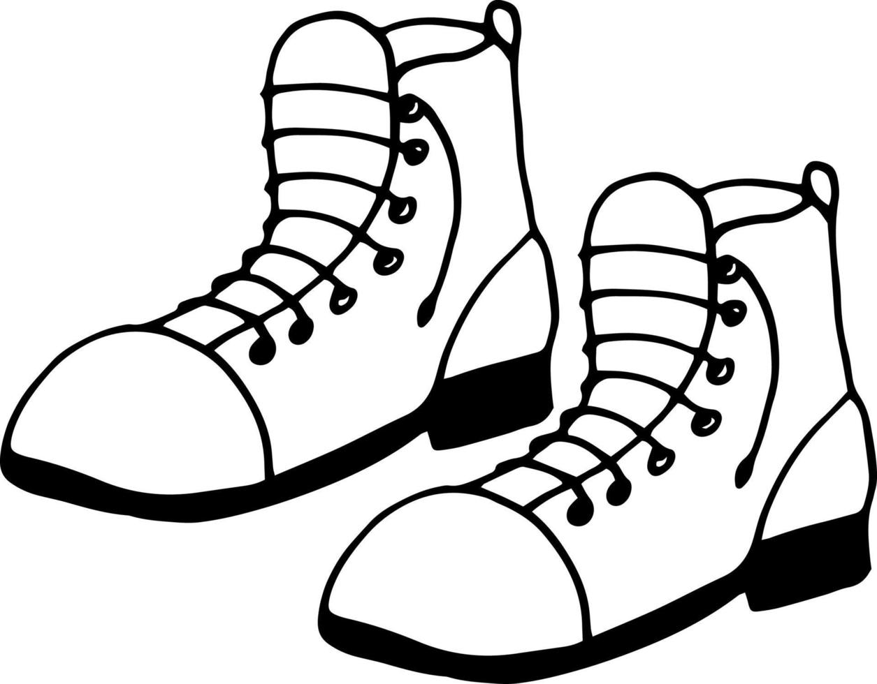 icona di stivali. scarabocchio disegnato a mano. , scarpe da trekking monocromatiche minimalismo scandinavo e nordico vettore
