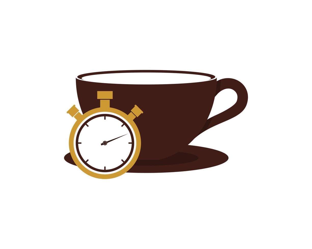 logo dell'ora della tazza di caffè vettore