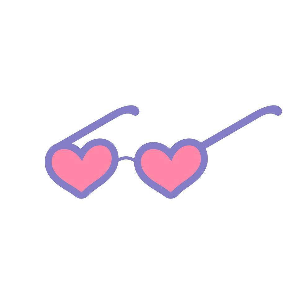 occhiali a forma di cuore per san valentino, illustrazione vettoriale piatta
