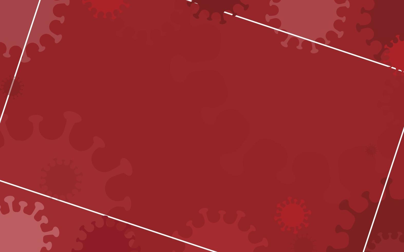 vettore covid cornice rossa su sfondo rosso. sfondo medico rosso con virus corona, malattia da infezione da covid 19. modello di vettore di coronavirus.