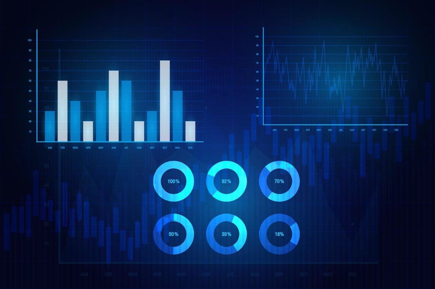 illustrazione del grafico grafico finanziario. grafico del mercato azionario chart.graph grafico del trading di investimenti del mercato azionario. vettore