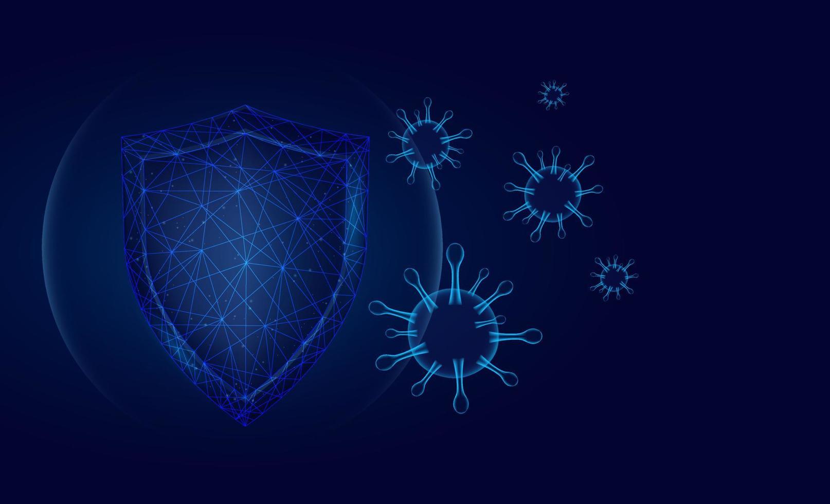 scudo di sicurezza per la protezione dai virus, scudo illustrazioni vettoriali low poly.protezione e sicurezza del concetto sicuro.