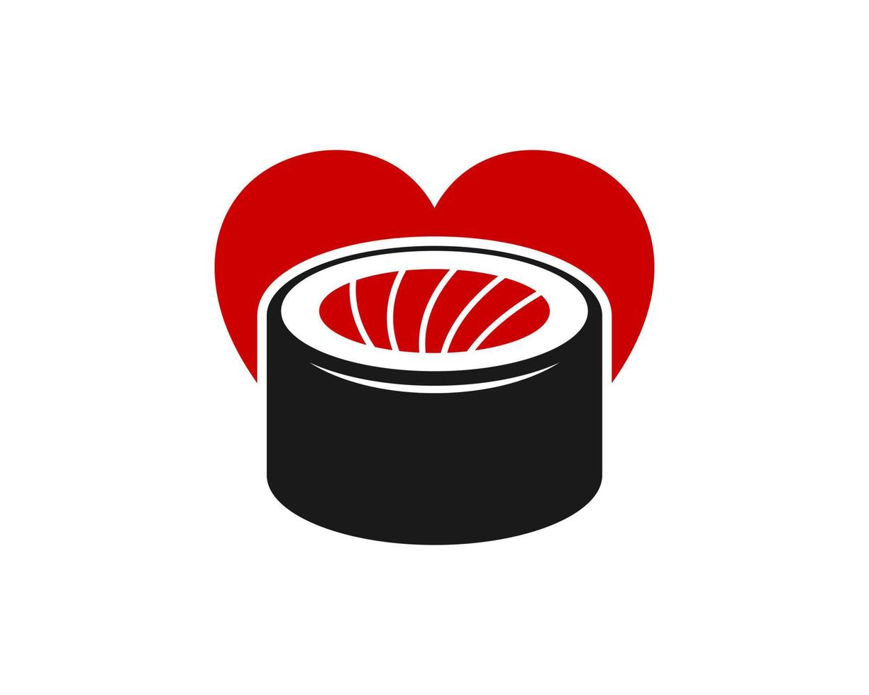 forma d'amore rossa con sushi dentro vettore