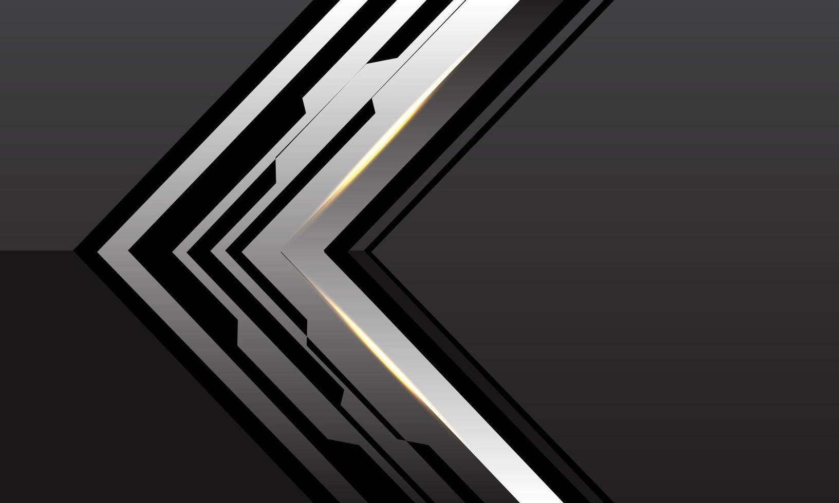 astratto argento linea nera cyber freccia direzione geometrica su grigio metallico con spazio vuoto design moderno lusso tecnologia futuristica sfondo vettore
