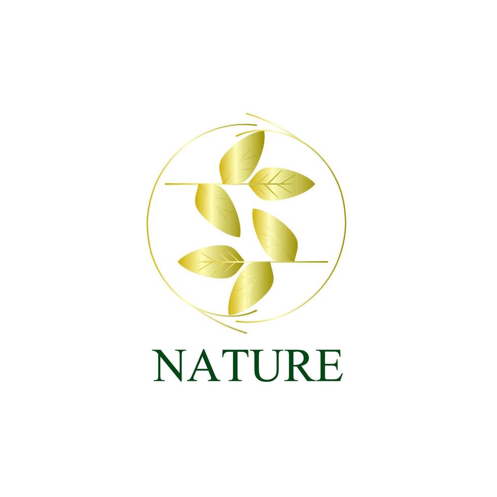 icona del logo dorato della natura per l'azienda ambientale vettore