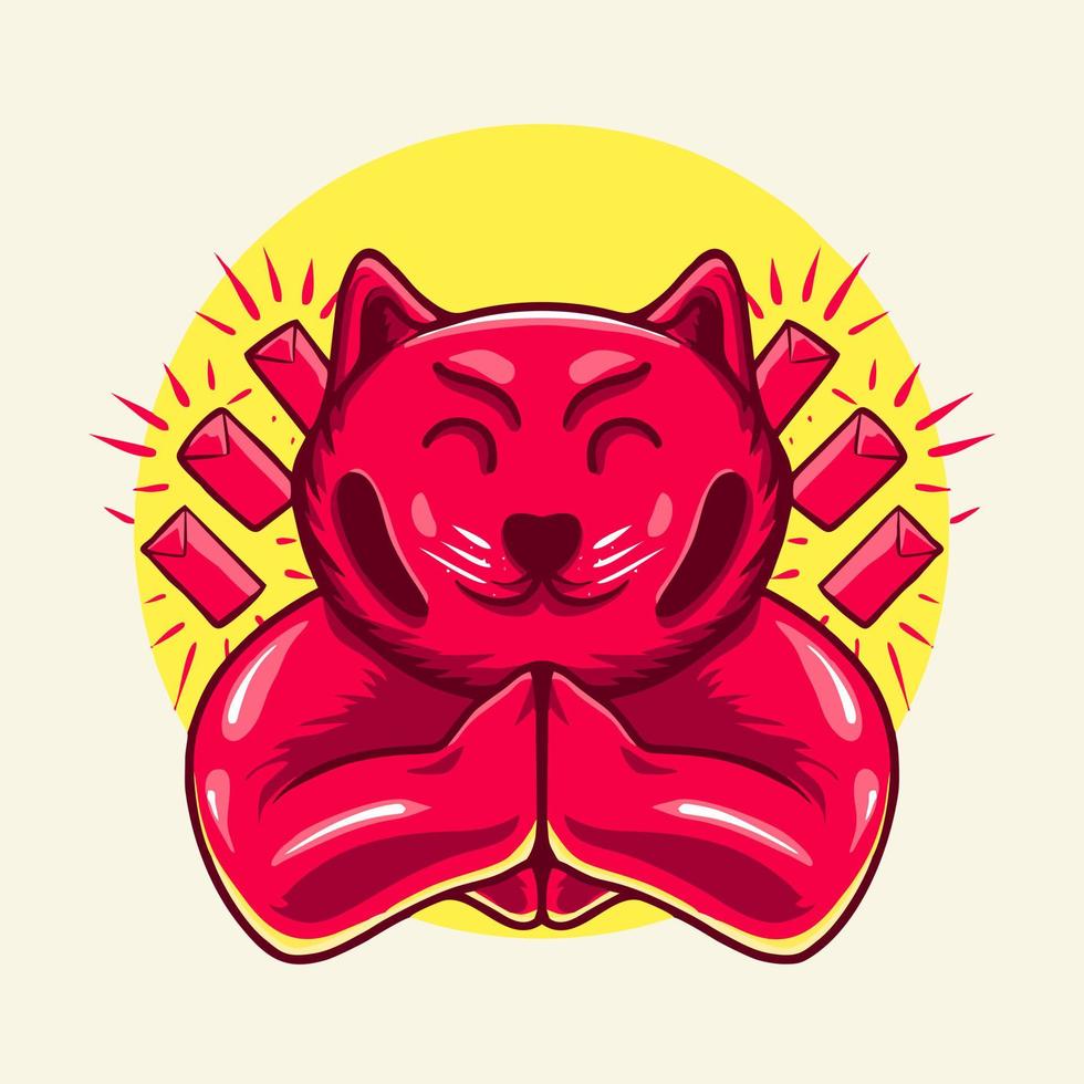 disegno della maglietta dell'illustrazione di vettore del carattere del gatto tigre del capodanno cinese