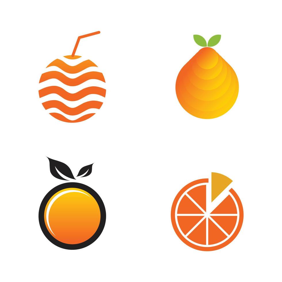 set di icone di frutta arancione logo design vettore