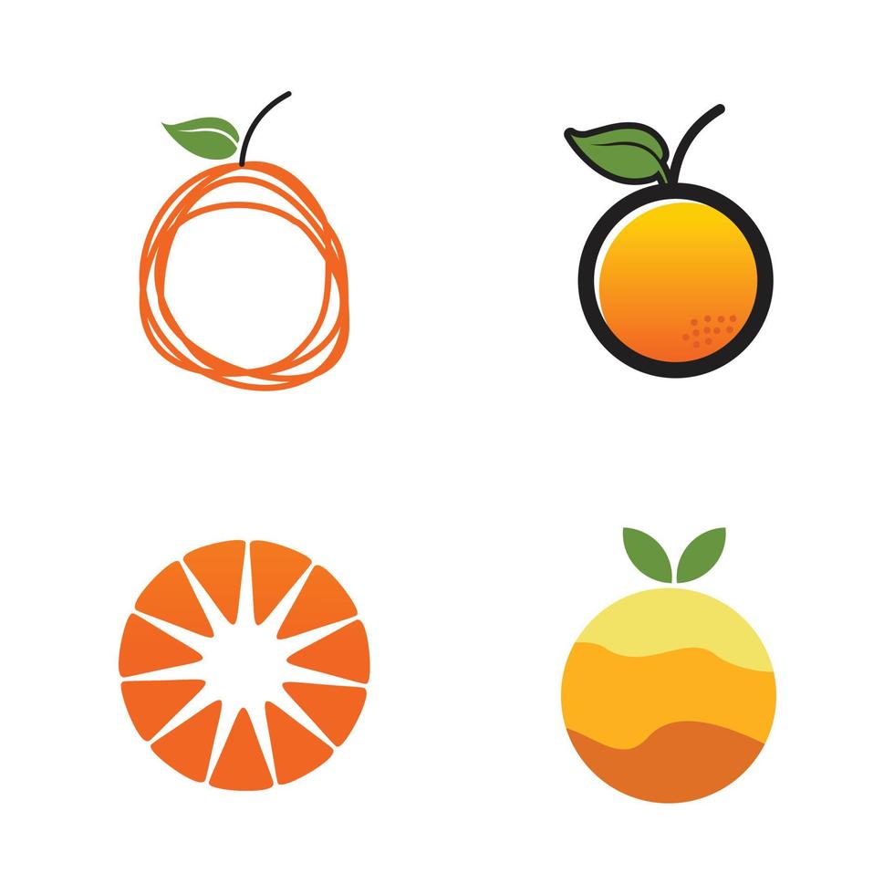 set di icone di frutta arancione logo design vettore