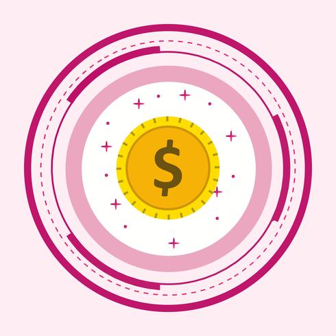 Dollari Coin Icon Design vettore