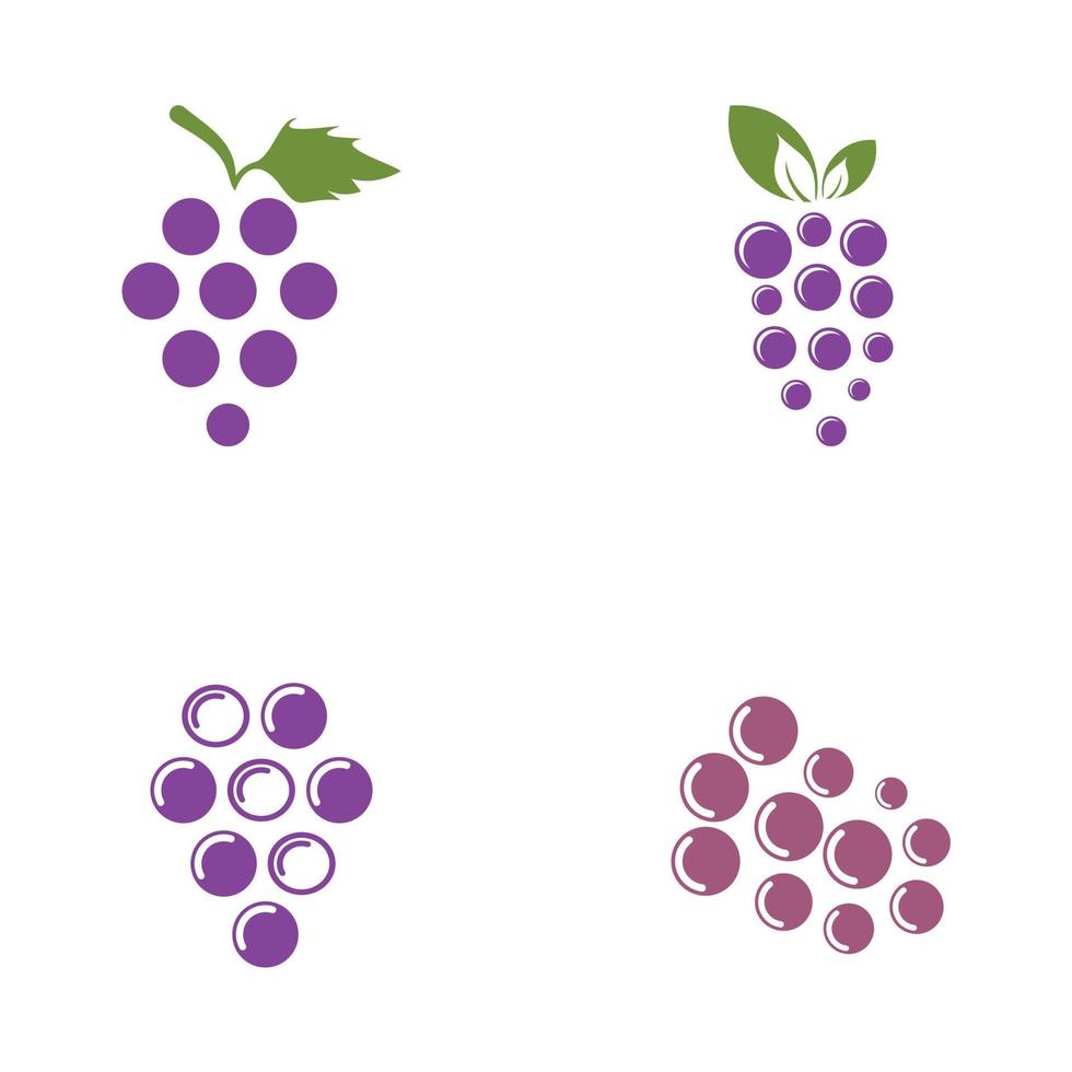 set di icone di frutta uva logo design vettore