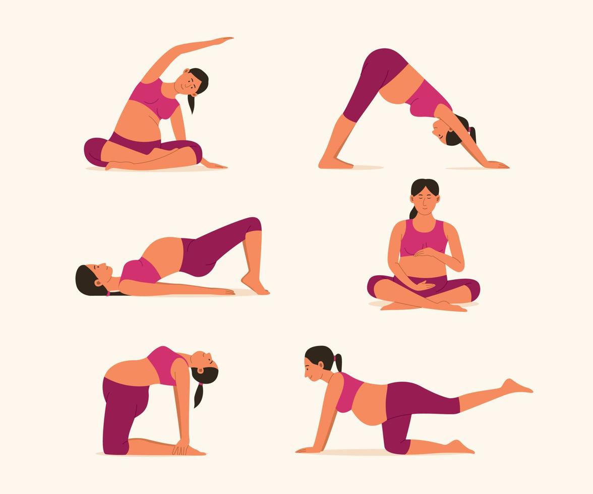 collezione di yoga in gravidanza. vettore