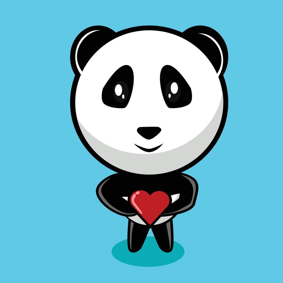 panda simpatico personaggio con cuore vettore