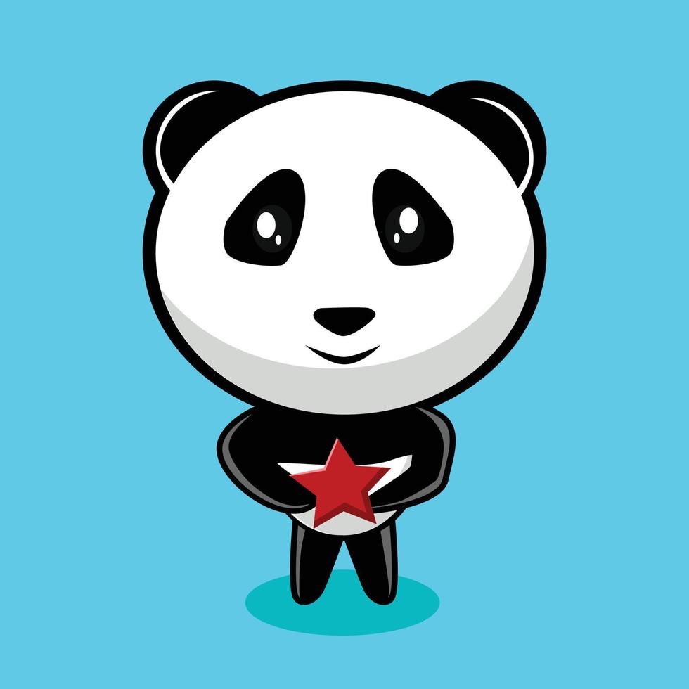 panda simpatico personaggio con stella vettore
