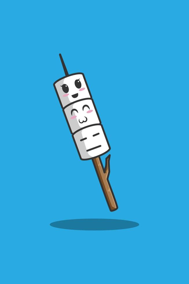 tre illustrazioni di cartoni animati marshmallow vettore