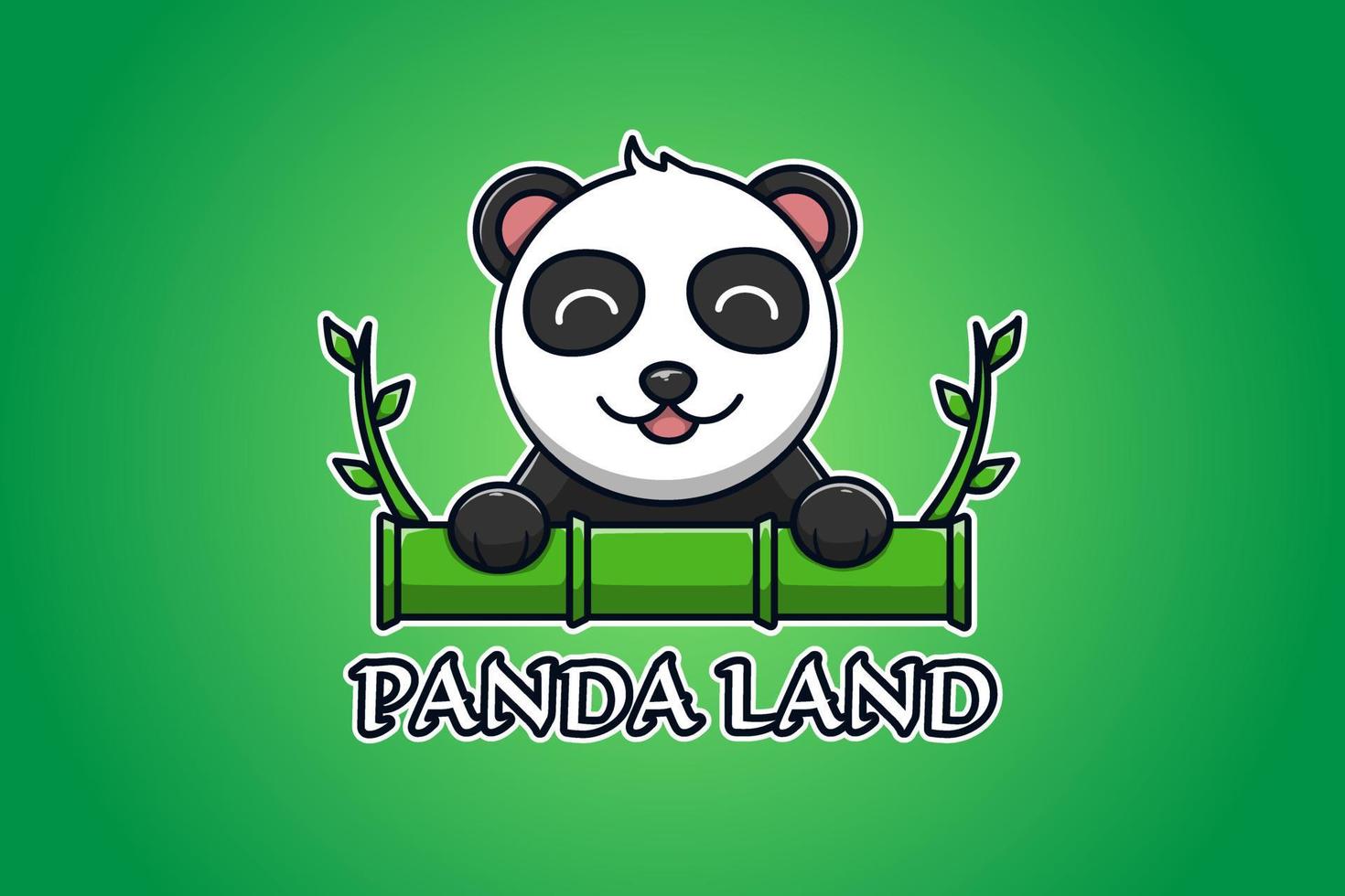 illustrazione di cartone animato logo panda e bambù vettore