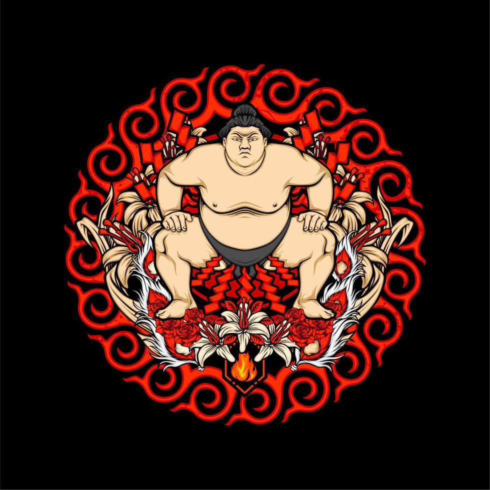 illustrazione di sumo giapponese vettore