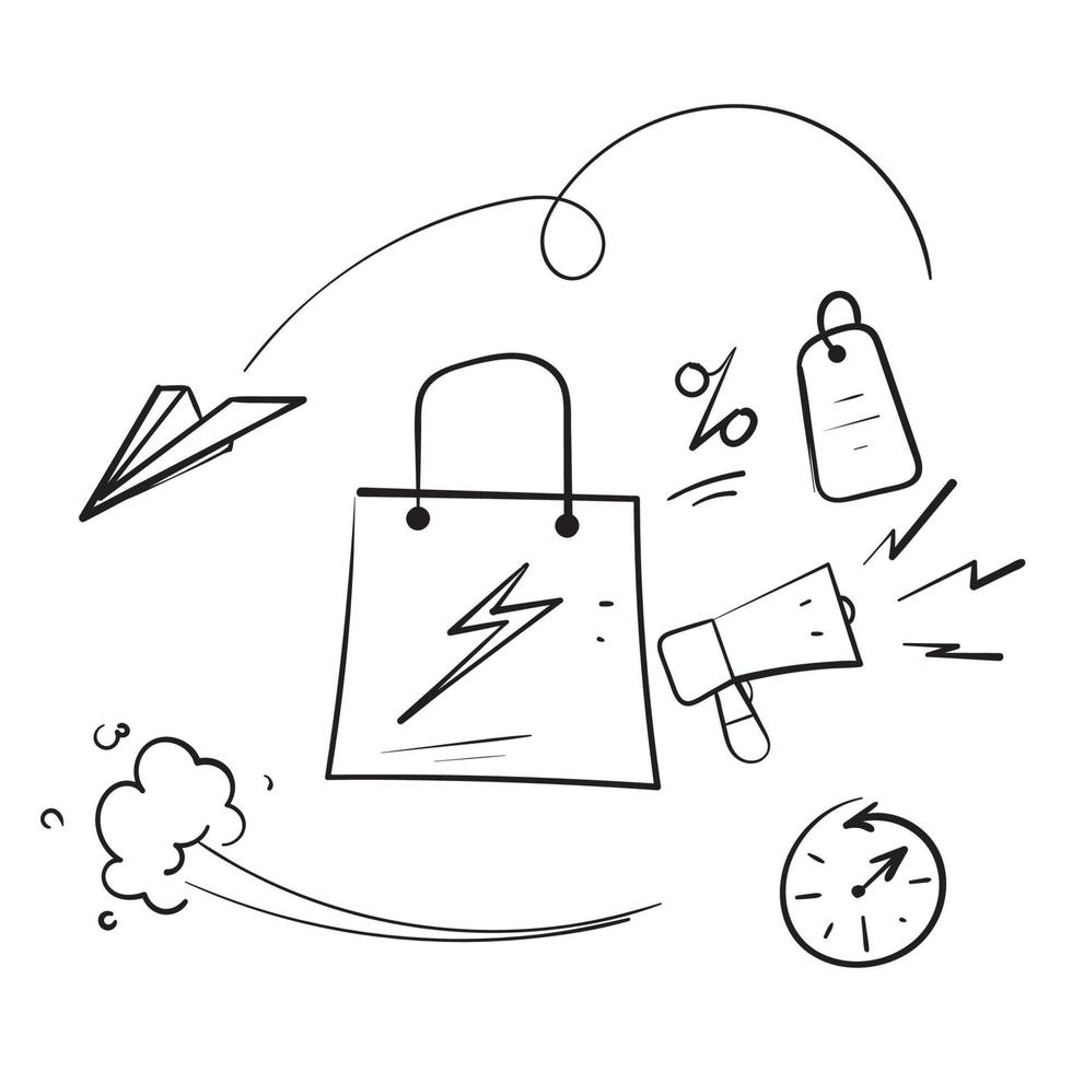 vettore dell'illustrazione dell'icona di vendita flash doodle disegnato a mano