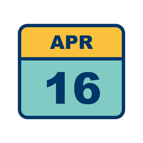 16 aprile Data su un calendario per un solo giorno vettore