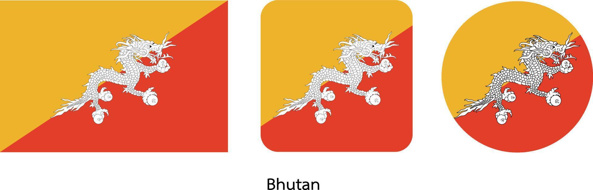 bandiera del bhutan, illustrazione vettoriale