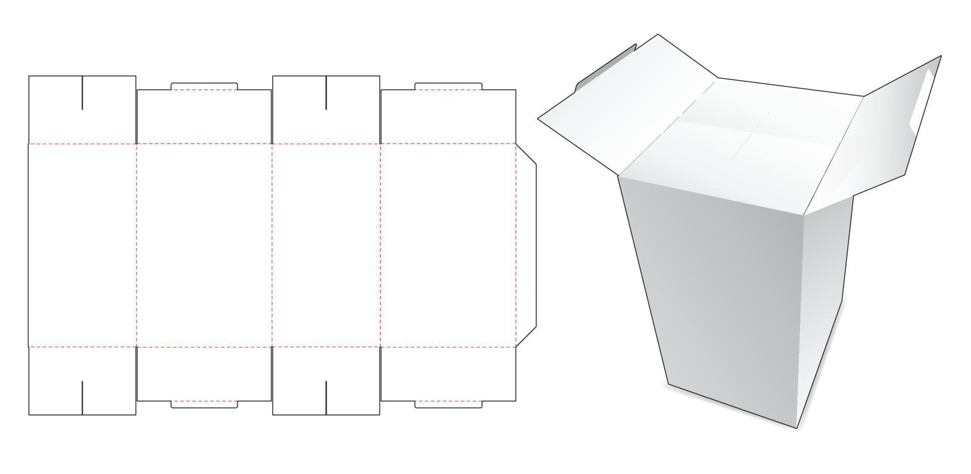 scatola di imballaggio con 2 ribaltamenti centrali apertura modello fustellato vettore
