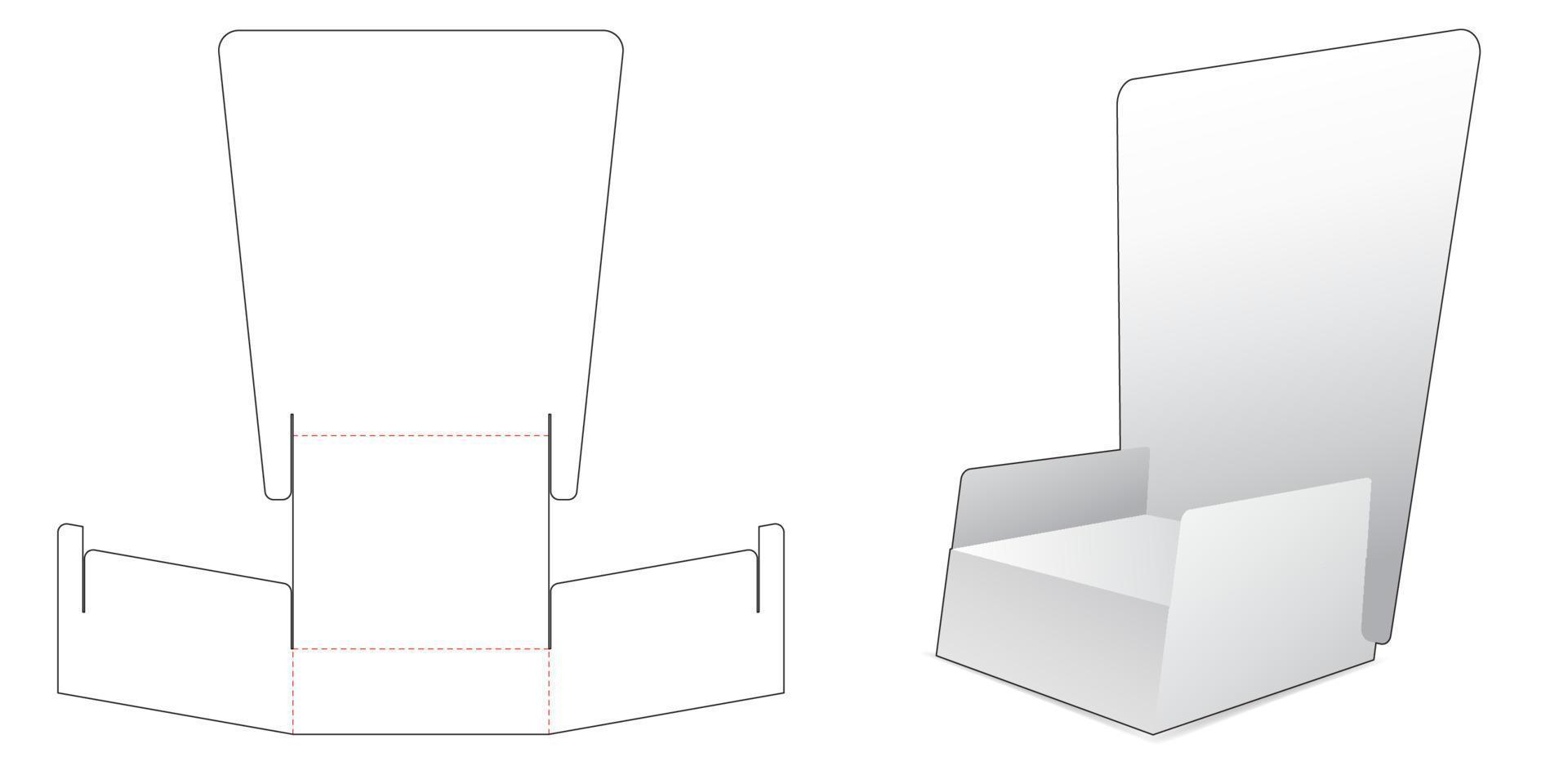 modello fustellato per display in cartone monopezzo vettore