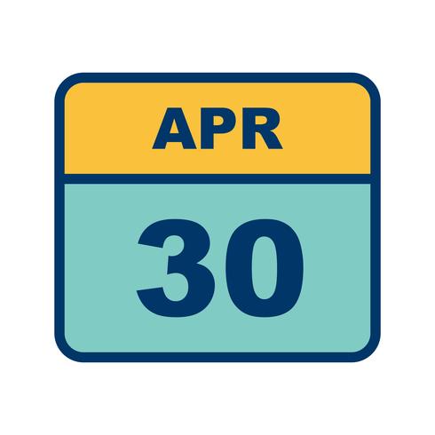 30 aprile Data su un calendario per un solo giorno vettore
