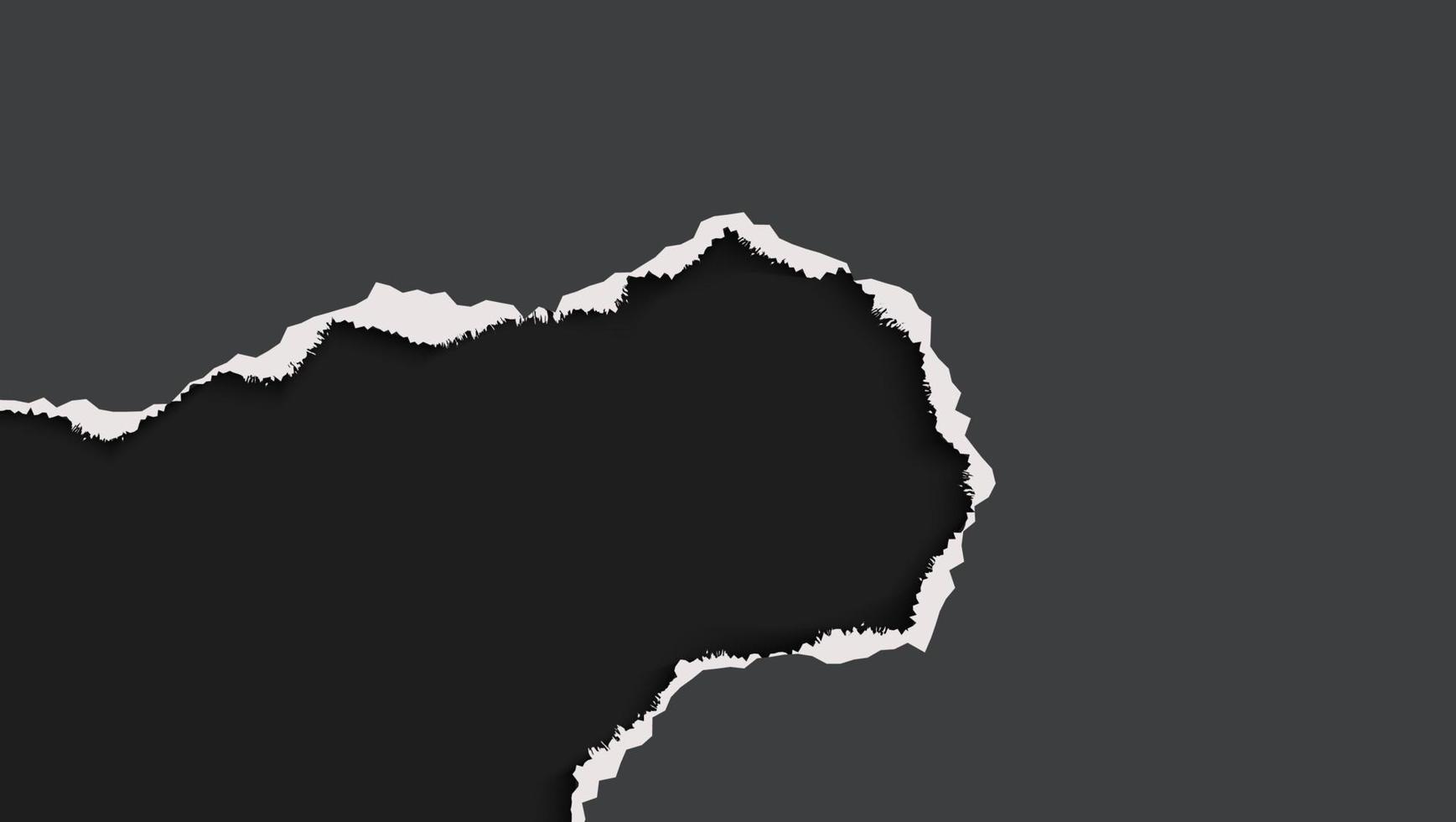 disegno minimo di carta grigia strappata su sfondo nero vettore