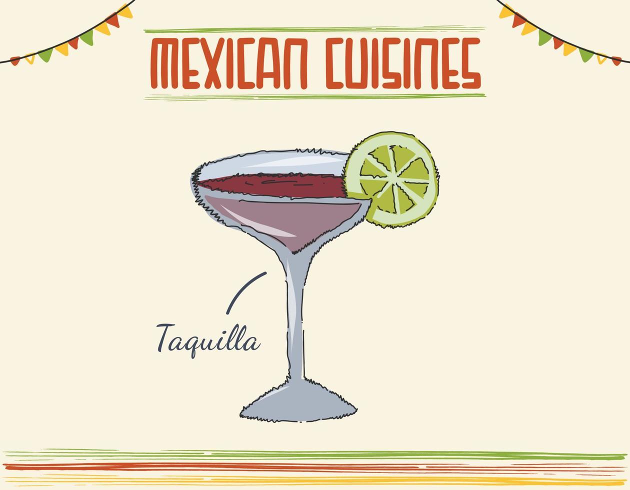 cocktail di tequila messicana in un bicchiere vettore