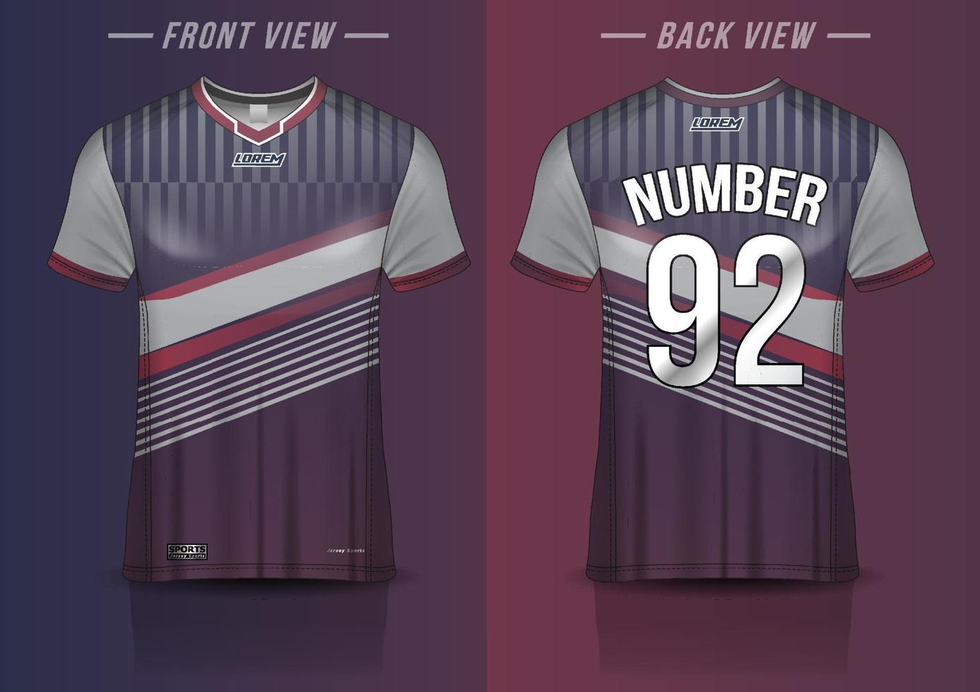 disegno del modello di maglia sportiva in jersey per sport di calcio, pallacanestro, uniforme da corsa in vista frontale, vista posteriore. vettore di mockup di camicia, design molto semplice e facile da personalizzare