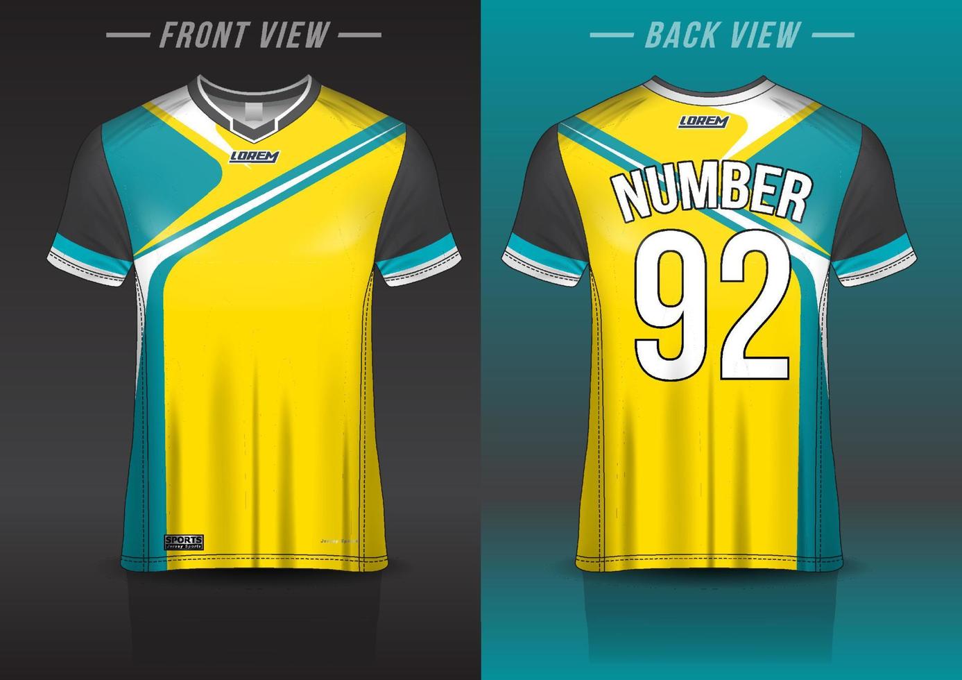 disegno del modello di maglia sportiva in jersey per sport di calcio, pallacanestro, uniforme da corsa in vista frontale, vista posteriore. vettore di mockup di camicia, design molto semplice e facile da personalizzare