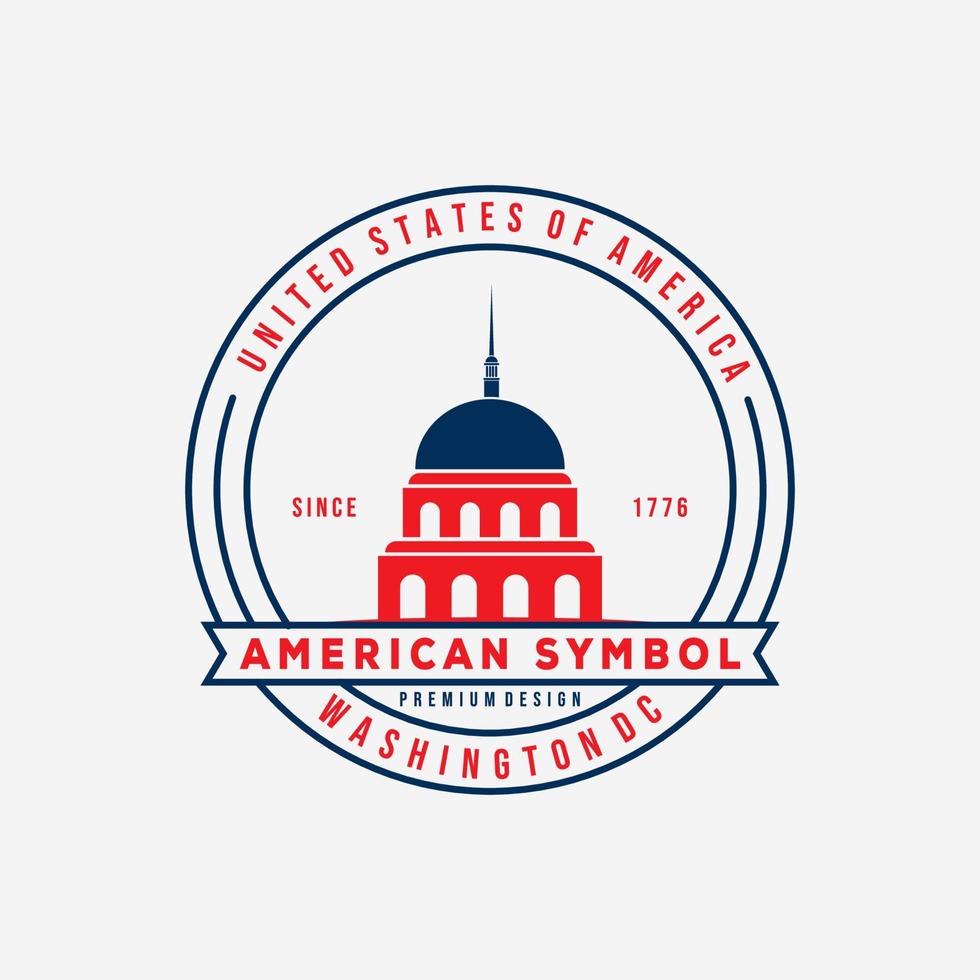 noi Washington Capitol badge logo illustrazione vettoriale design. simbolo americano