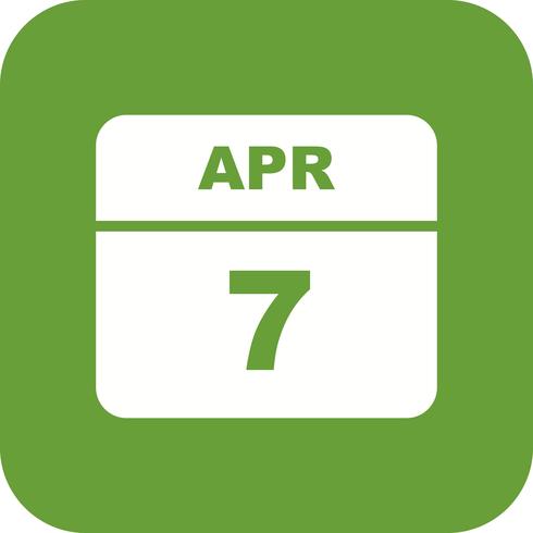 7 aprile Data su un calendario per un solo giorno vettore