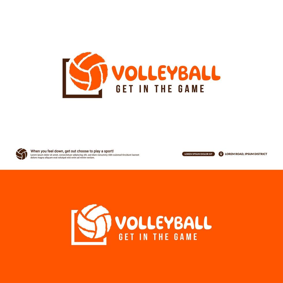 modello di progettazione del logo del club di pallavolo, concetto di logo dei tornei di volley. identità della squadra di pallavolo isolata su fondo bianco, illustrazioni di vettore di disegno di simbolo di sport astratto
