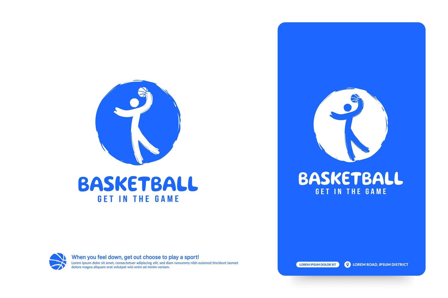 modello di progettazione del logo del club di basket, concetto di logo di tornei di basket. identità della squadra di basketl isolata su sfondo bianco, illustrazioni vettoriali di disegno astratto di simbolo di sport