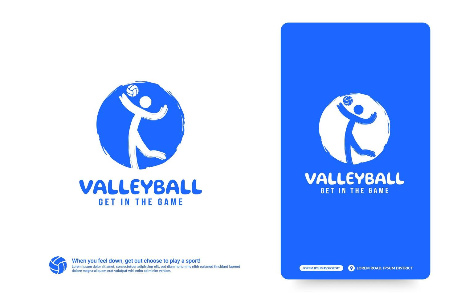 modello di progettazione del logo del club di pallavolo, concetto di logo dei tornei di volley. identità della squadra di pallavolo isolata su fondo bianco, illustrazioni di vettore di disegno di simbolo di sport astratto