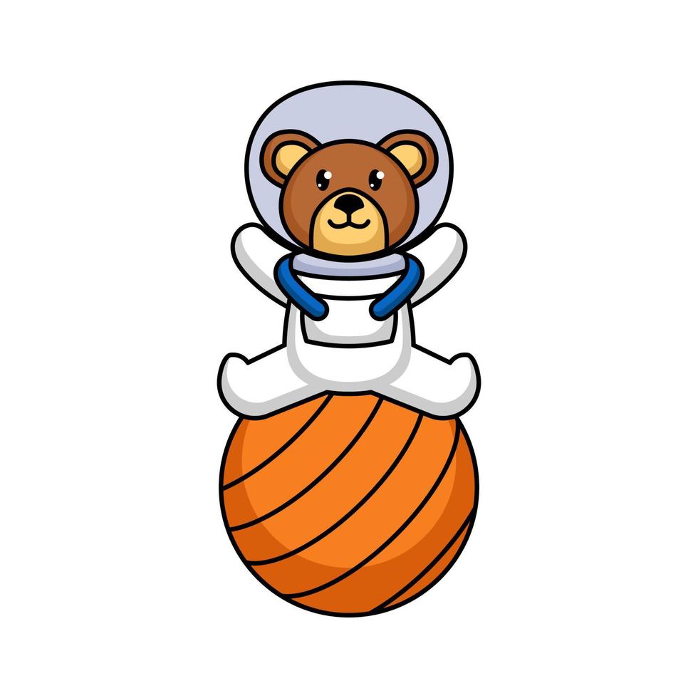 simpatica mascotte dell'orso astronauta vettore