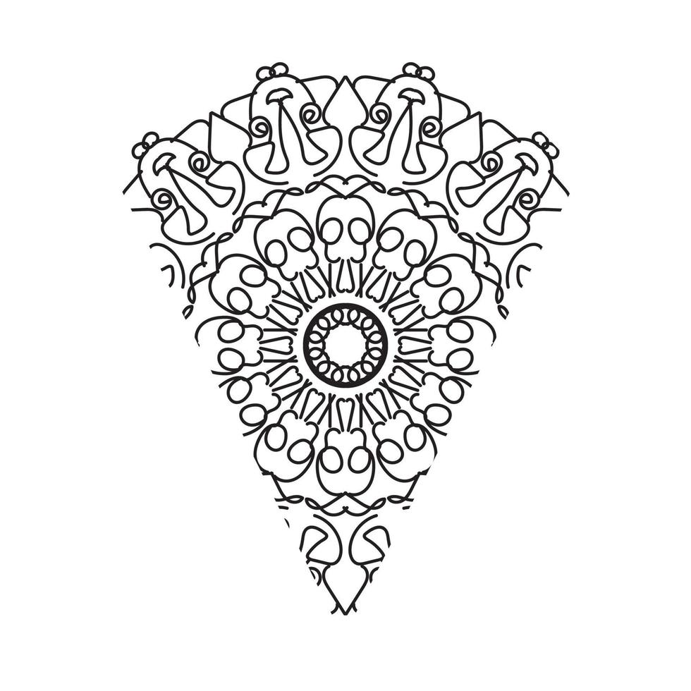 ornamento indiano carta bianca nera con mandala vettore