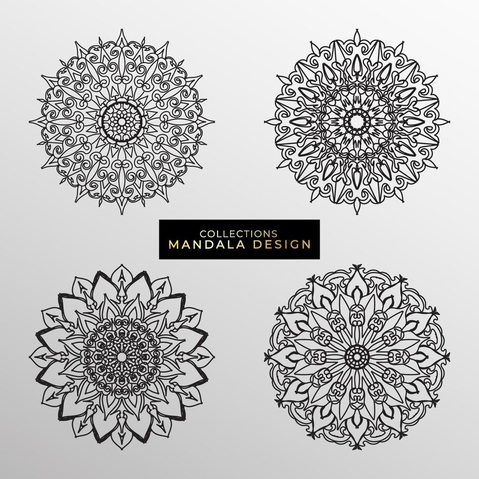 collezioni motivo circolare a forma di mandala per henné, mehndi, tatuaggi, decorazioni. decorazione decorativa in stile etnico orientale. pagina del libro da colorare. vettore