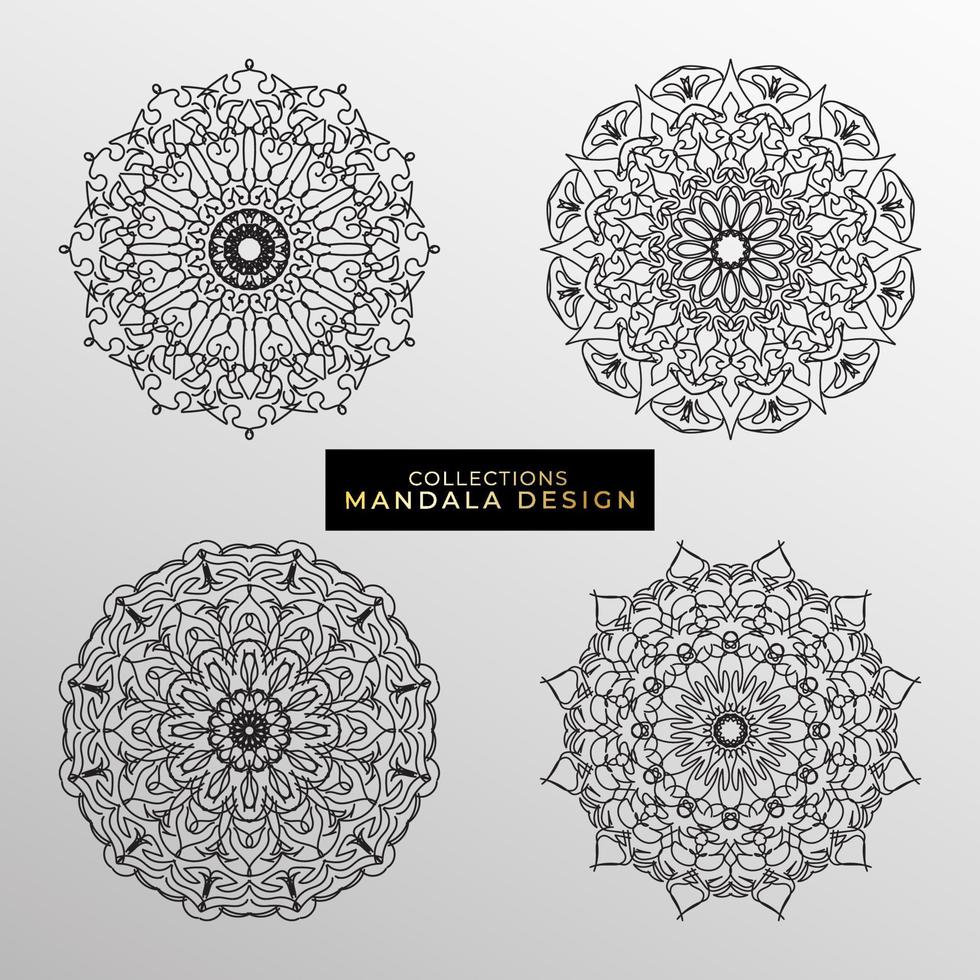 collezioni motivo circolare a forma di mandala per henné, mehndi, tatuaggi, decorazioni. decorazione decorativa in stile etnico orientale. pagina del libro da colorare. vettore