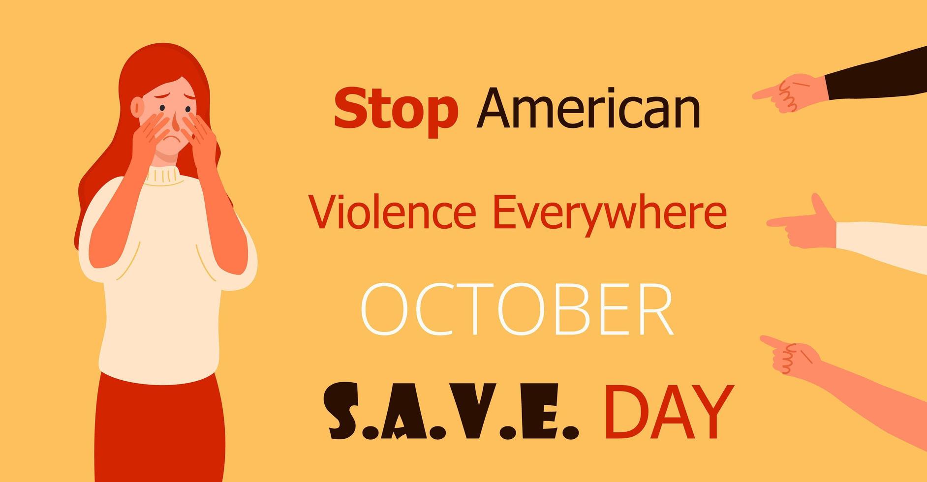 stop alla violenza americana ovunque è organizzata in ottobre. salva la giornata negli Stati Uniti. vettore