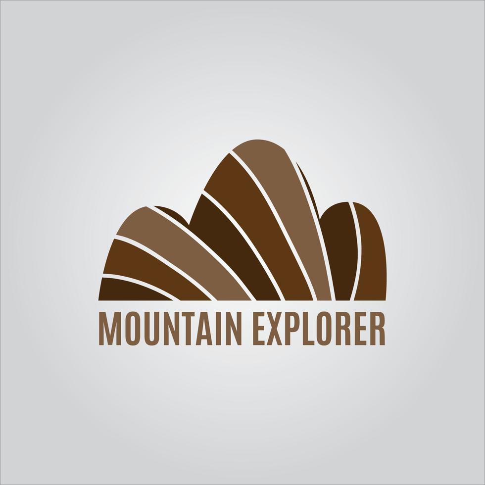 logo della spedizione in montagna e logo dell'esploratore di montagna vettore