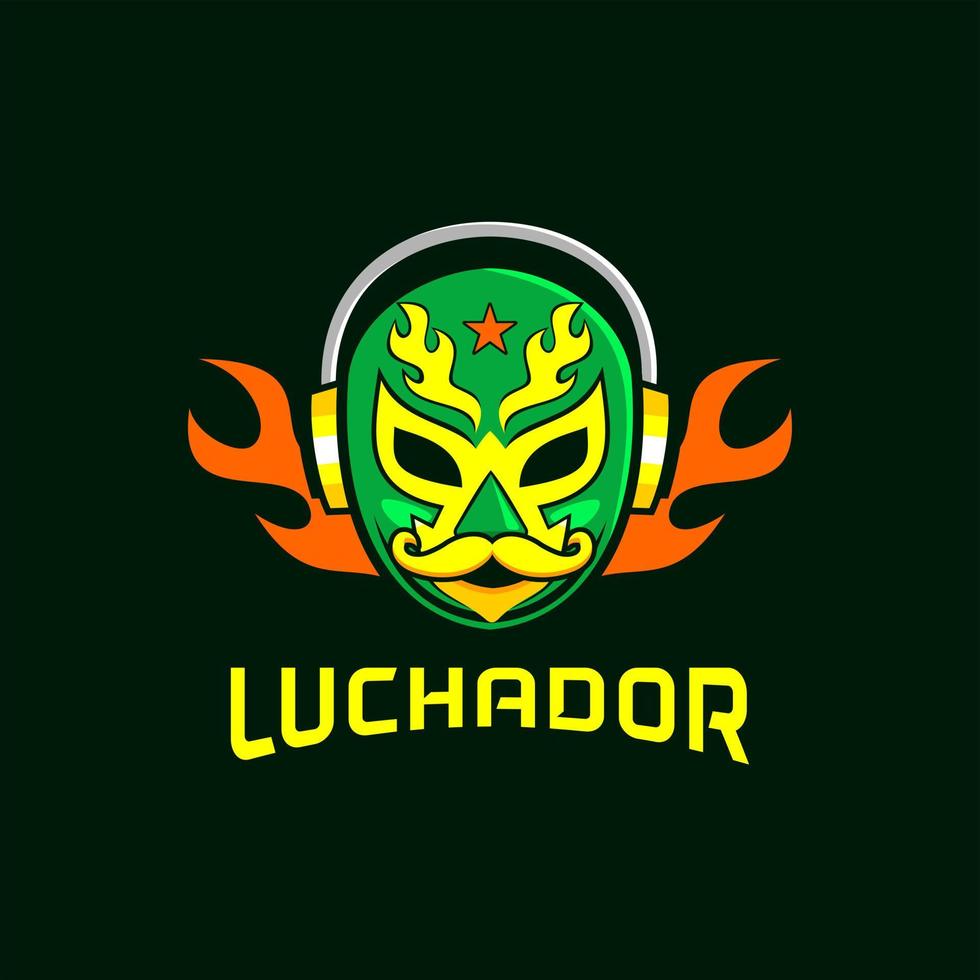 maschera messicana lucadhor con logo auricolare antincendio vettore