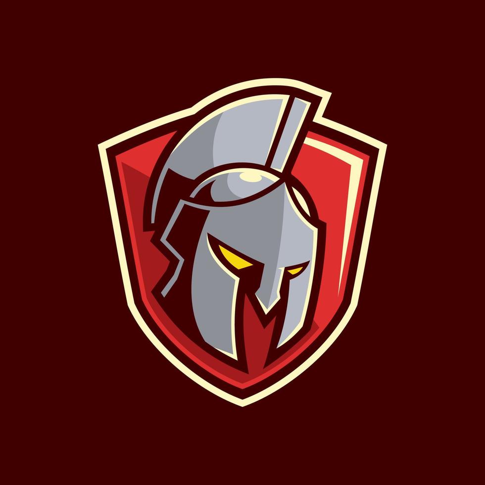 ispirazione per il design del logo dello scudo spartano del gladiatore dinamico vettore