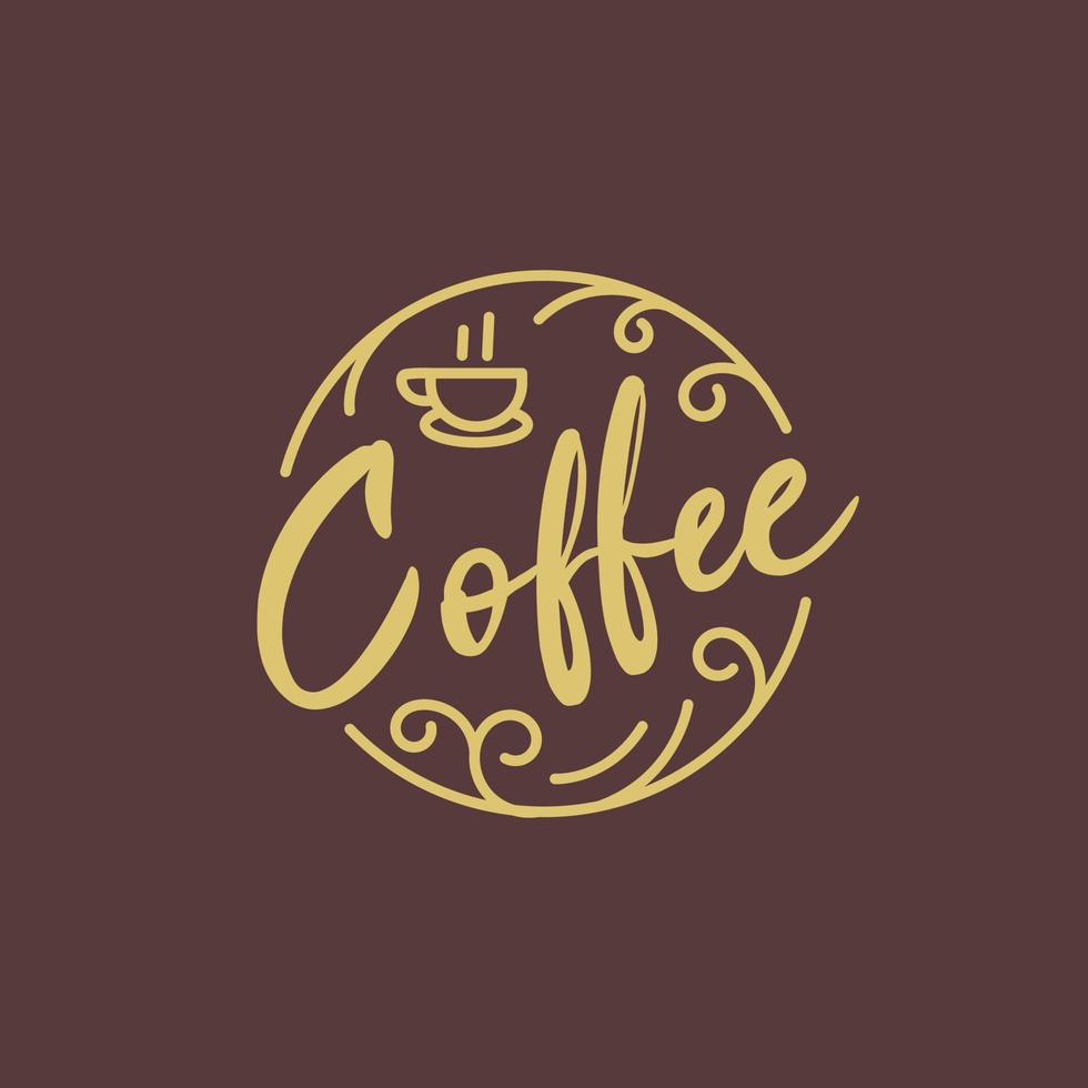 design del logo vintage retrò per una caffetteria o un bar con icone di caffè e ornamenti decorati vettore