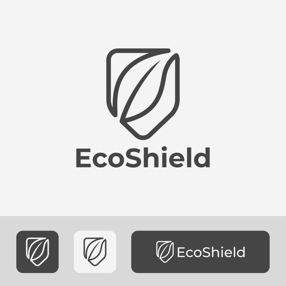 Eco scudo logo vettoriale concept design, con combinazione di elementi di scudo e foglia, semplice e moderno logo di sicurezza icona simbolo vettore