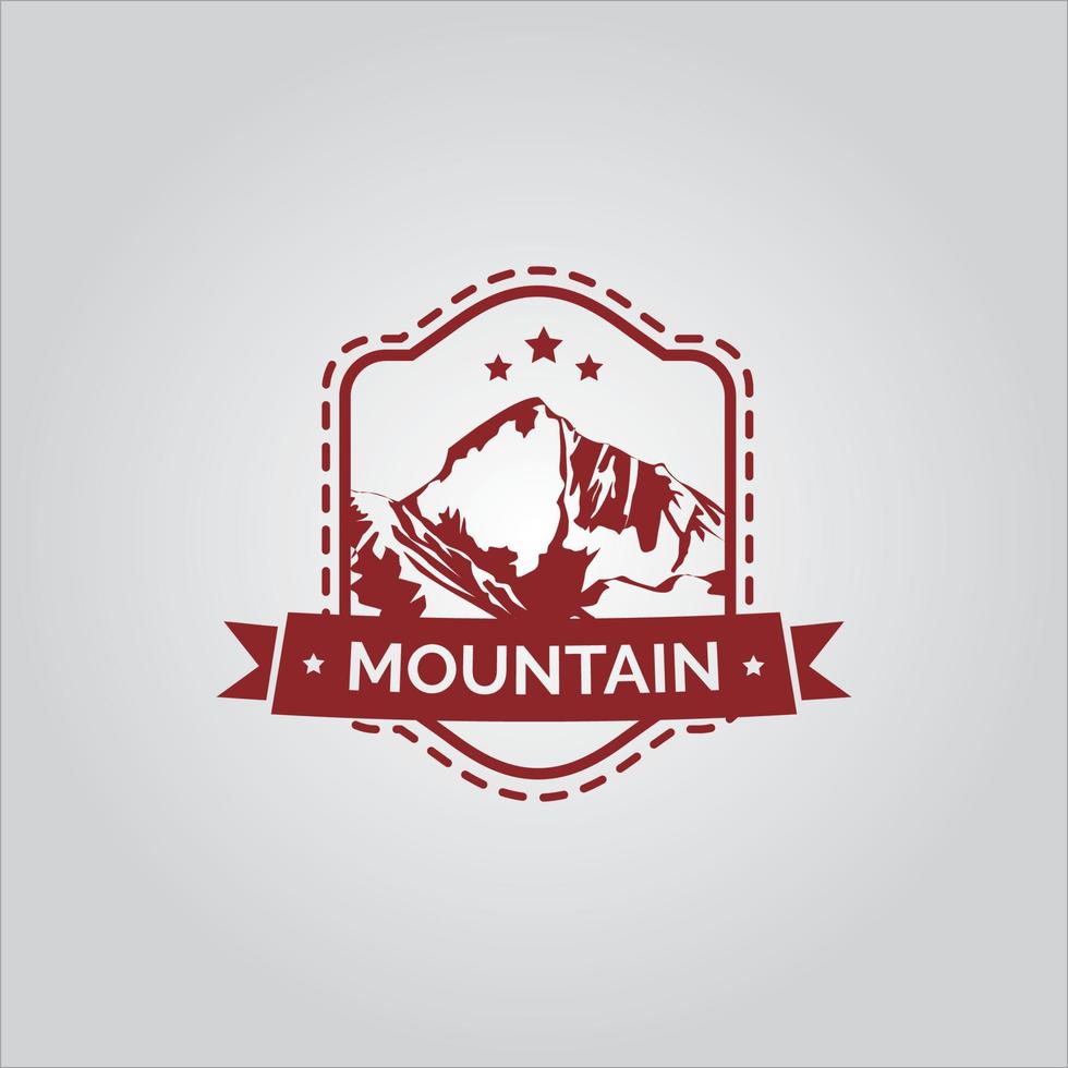 logo della spedizione in montagna e logo dell'esploratore di montagna vettore