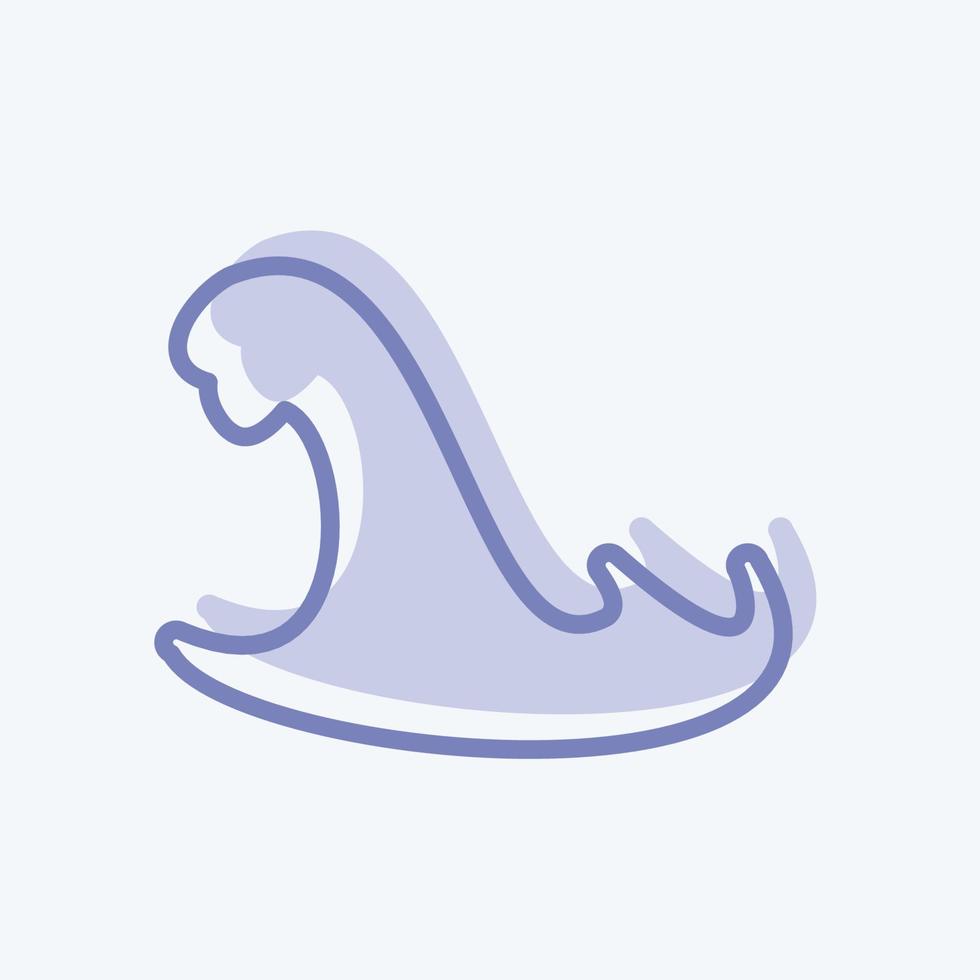 icona dell'onda di tempesta in stile bicolore alla moda isolato su sfondo blu morbido vettore