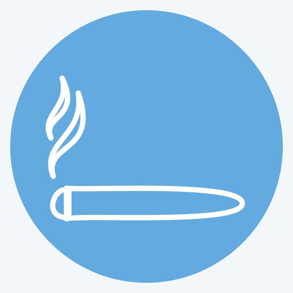 icona di sigaro in stile occhi azzurri alla moda isolato su sfondo blu morbido vettore