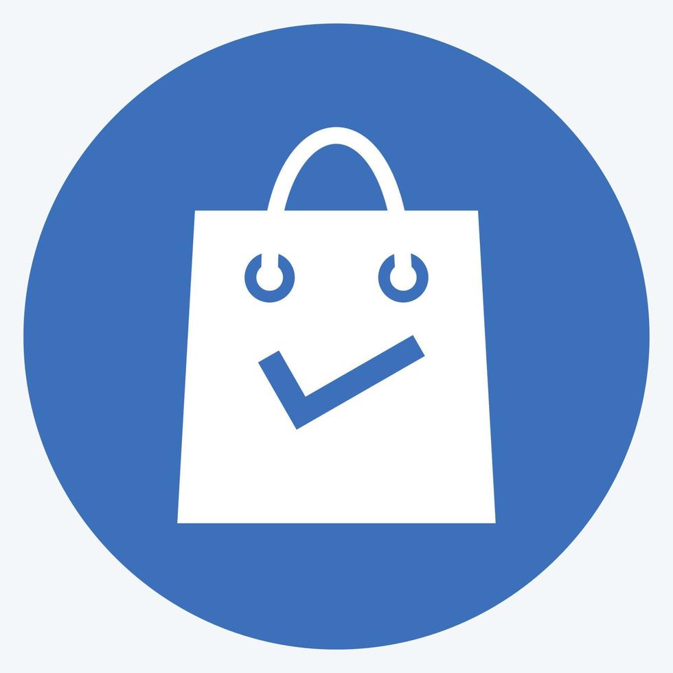 icona di checkout in stile ombra lunga alla moda isolato su sfondo blu morbido vettore
