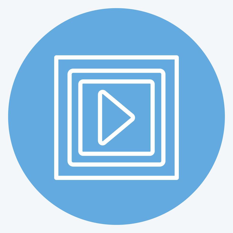 icona video in stile occhi azzurri alla moda isolato su sfondo blu morbido vettore